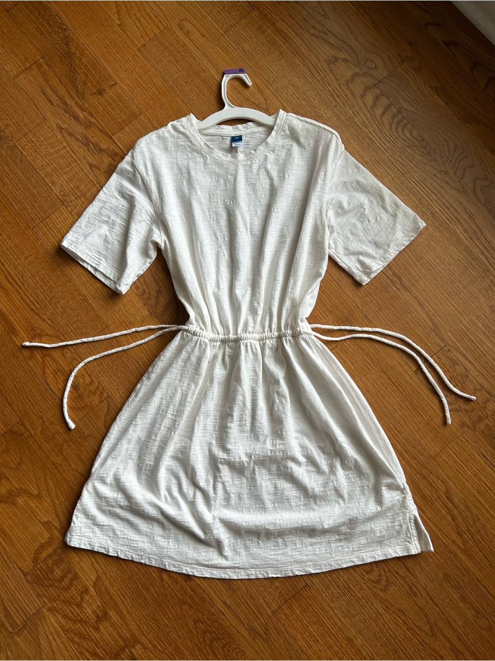 Women’s White Drawstring Waist Cotton dress
